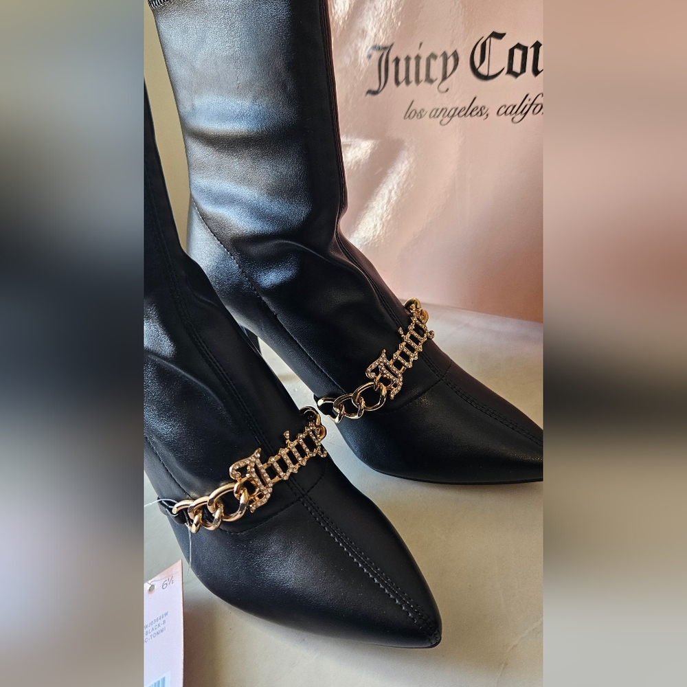 New Juicy Couture Black & Gold Women's Tommi Booties US Sz 6.5 - Picture 15 of 16